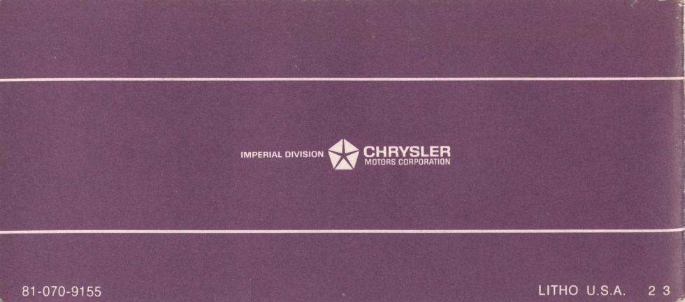 1969 Chrysler Imperial Owners Manual Page 4